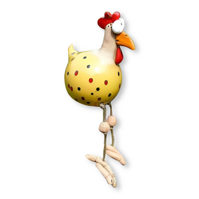 Figurka Kury z Dużymi Oczami | Odporna na Warunki Atmosferyczne Ręcznie Wykonana Żywica - Kura do Ogrodu