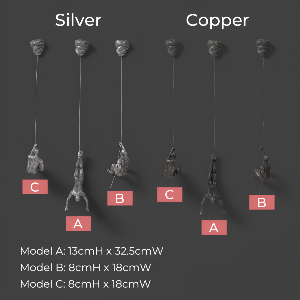 Zestaw Kreatywnej Sztuki Ściennej | Dekoracyjny Ornament Wspinającego Się Mężczyzny Dla Unikalnej Estetyki Życia