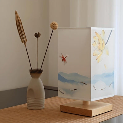 Lampa Osaka | Przyciemniana Kwadratowa Lampa Stołowa W Stylu Japońskim