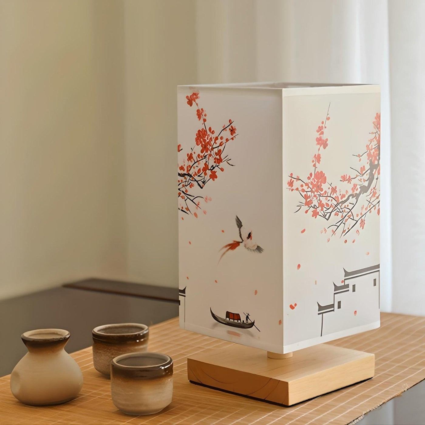 Lampa Osaka | Przyciemniana Kwadratowa Lampa Stołowa W Stylu Japońskim