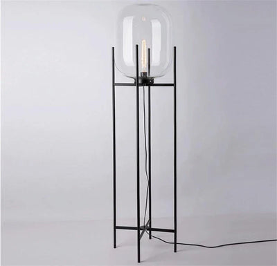 Lampa Podłogowa Riva | Lampa Stojąca Ze Szkła Dymionego Metalu