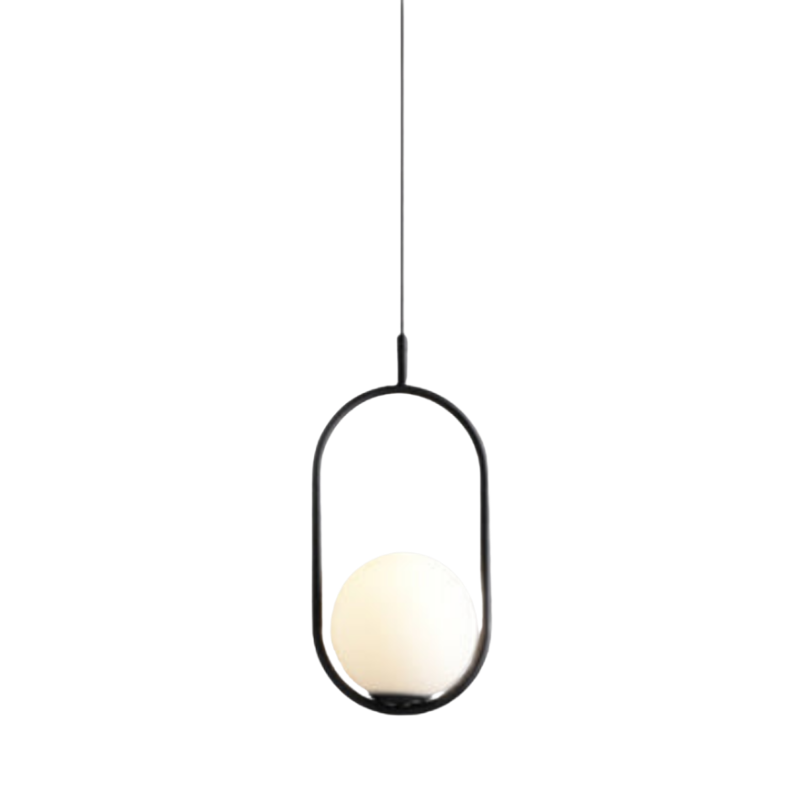 Lampa Wisząca Z Globem Szklanym Białym Nowoczesna | Czarna/Złota Lampa sufitowa