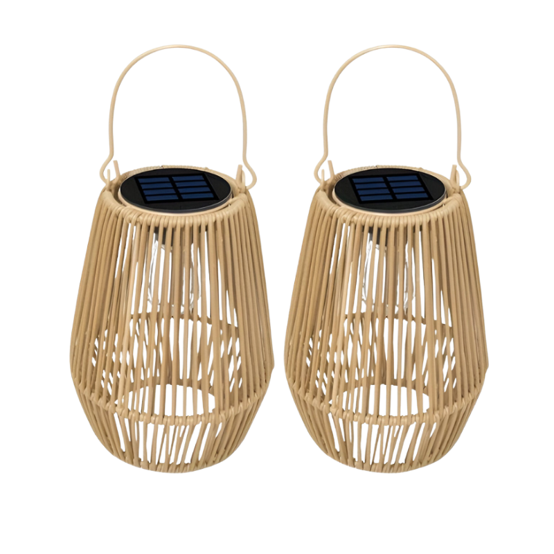 Lampa Słoneczna CageRattan | Lampa Słoneczna Z Bambusa - Lampa Wisząca Wodoodporna