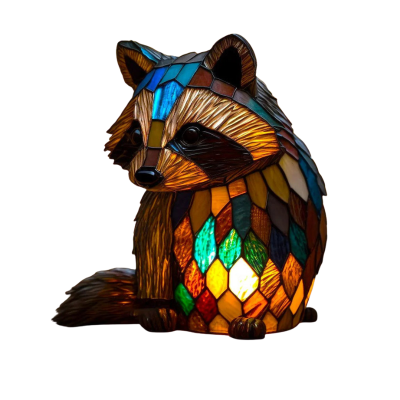 Artwork | Lampa Ze Zwierzętami W Kolorowym Szkle