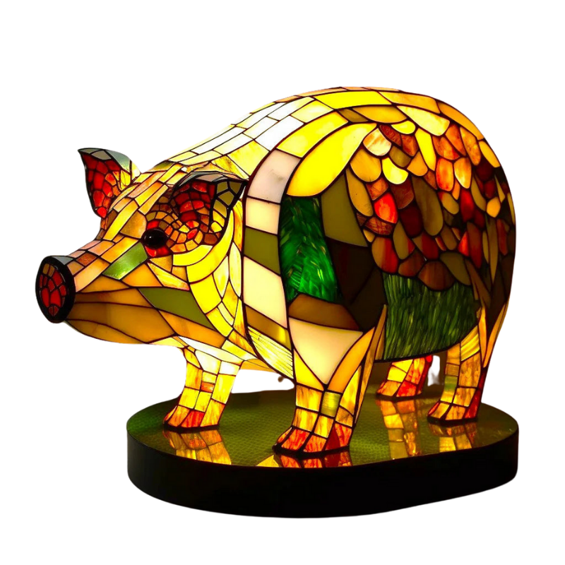 Artwork | Lampa Ze Zwierzętami W Kolorowym Szkle