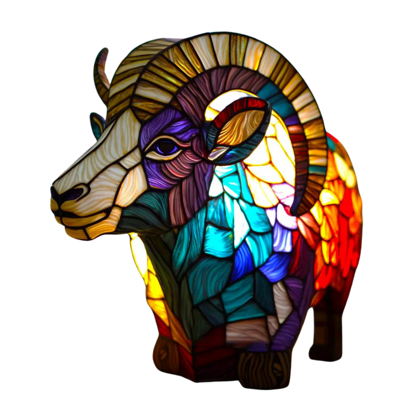 Artwork | Lampa Ze Zwierzętami W Kolorowym Szkle