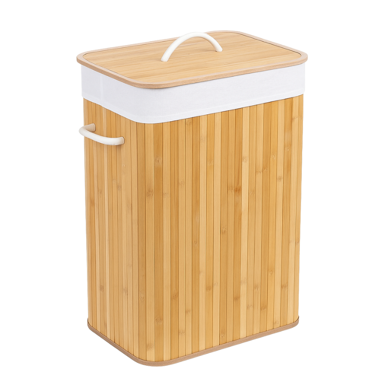 Kosz Na Pranie Z Bambusa | Składany Kosz Z Pokrywką W Naturalnym Stylu