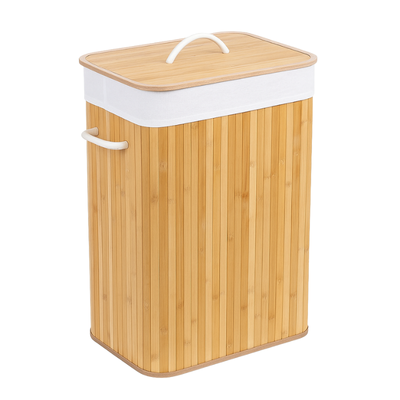 Kosz Na Pranie Z Bambusa | Składany Kosz Z Pokrywką W Naturalnym Stylu