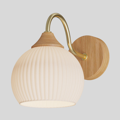 Ozawa Nordic | Kinkiet LED Ze Szkła I Drewna Do Sypialni I Salonu