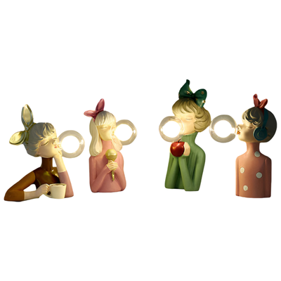 BubbleFairies | Urocza Lampa Stołowa Z Figurkami Rysunkowych Dziewczynek