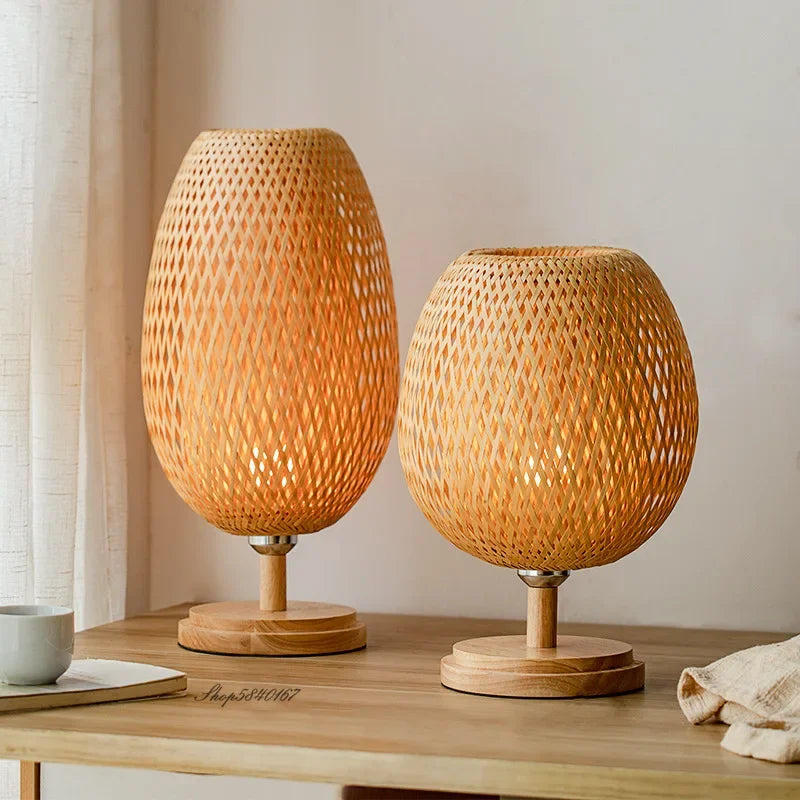 ZenBamboo | Elegancka Lampa Stołowa W Stylu Naturalnym
