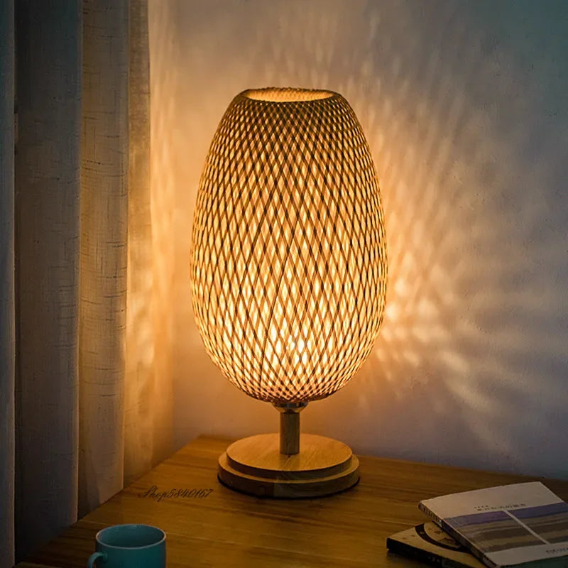 ZenBamboo | Elegancka Lampa Stołowa W Stylu Naturalnym