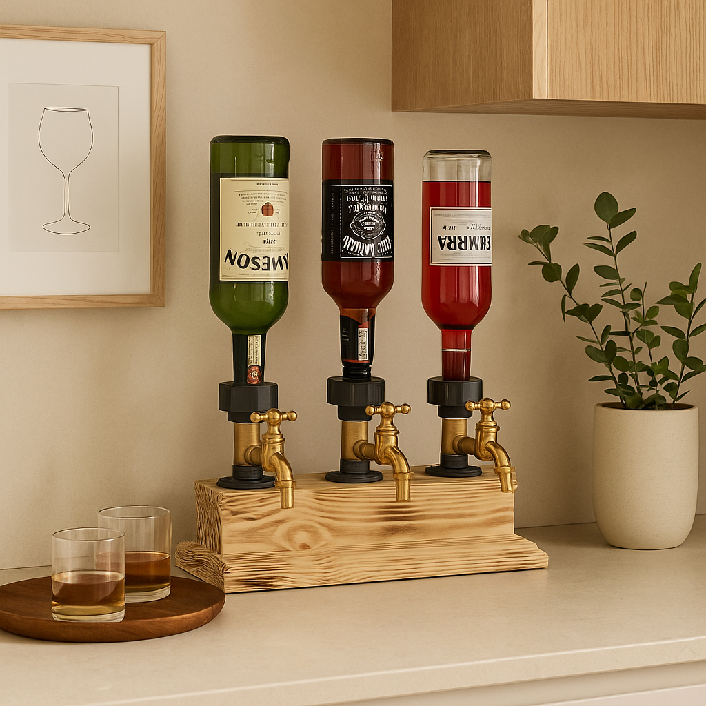 Drewniany Dyspenser Do Napojów | Eleganckie Akcesorium Barowe Z Litego Drewna Z Kranikiem