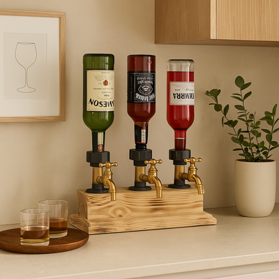 Drewniany Dyspenser Do Napojów | Eleganckie Akcesorium Barowe Z Litego Drewna Z Kranikiem