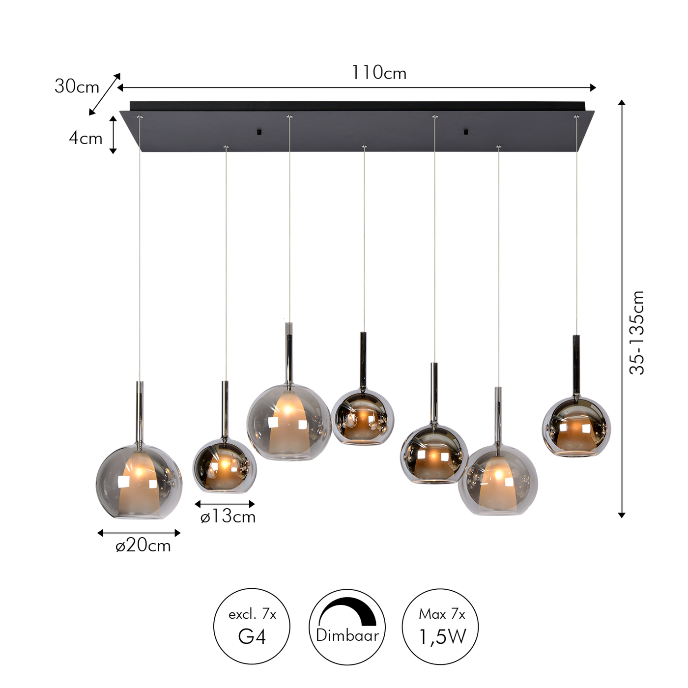 Lampa Wisząca Saigon 7 | Prostokątna