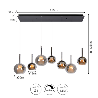 Lampa Wisząca Saigon 7 | Prostokątna