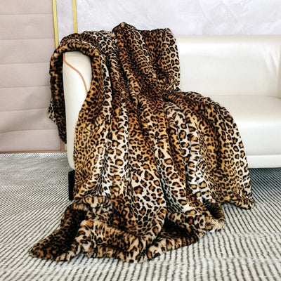 Leopard Luxe | Elegancki Koc Z Sztucznego Futra – Ciepły I Stylowy Koc Do Sypialni