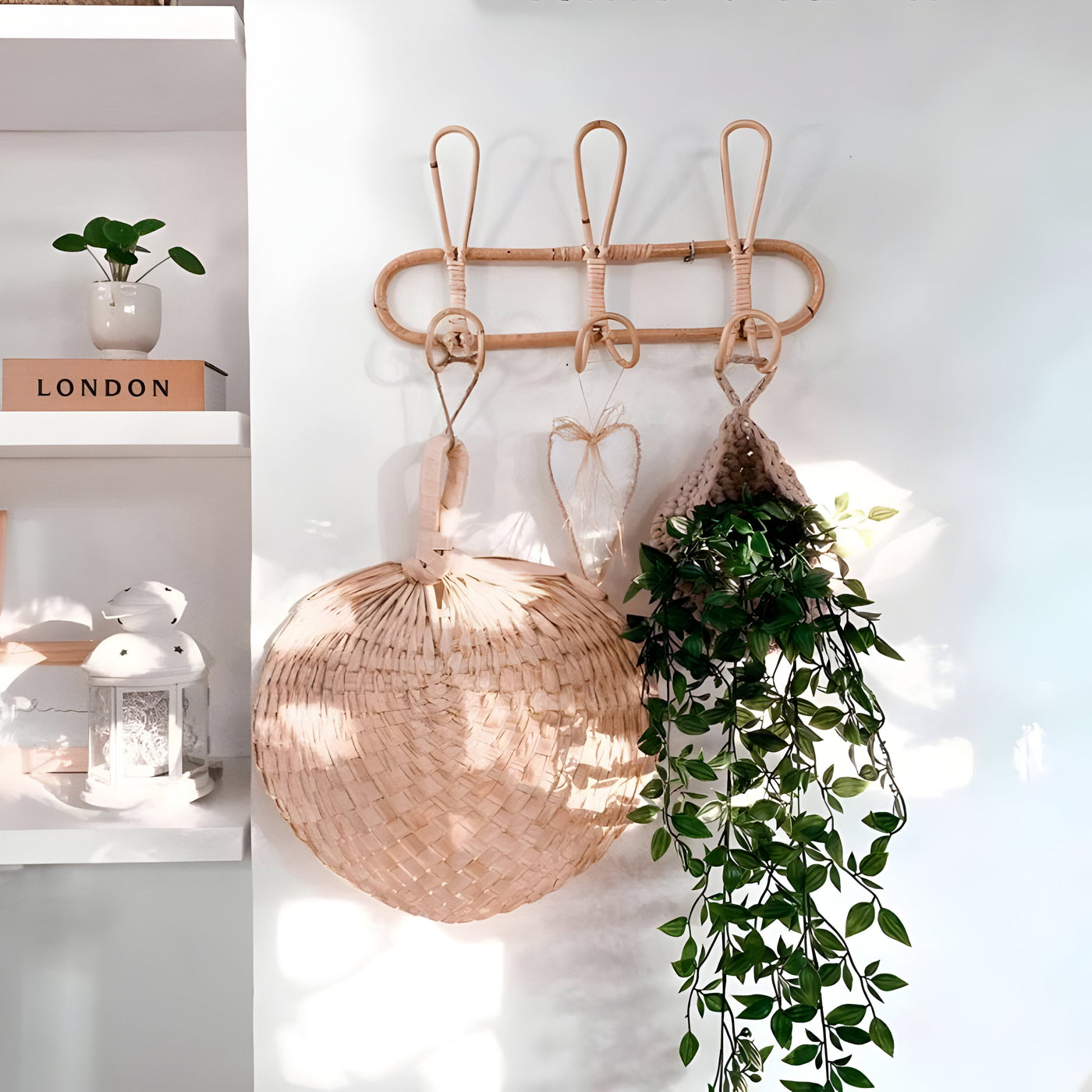 Ręcznie Robiony Wieszak Ścienny Boho | Rattanowy Kołek Do Sypialni Dziecięcej