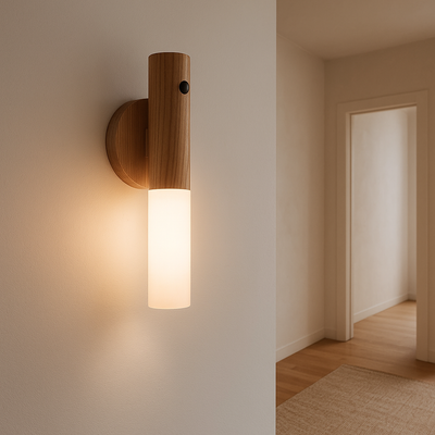 Lampa Ścienna Lumidrewno | Oświetlenie Wnętrz Z Czujnikiem Ruchu I Drewnem