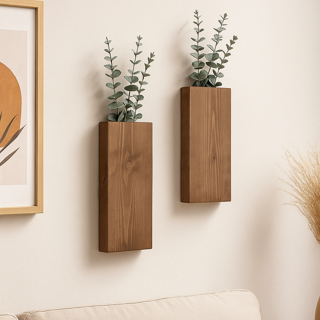 Drewniana Ścienna Waza | Rustykalna Dekoracja Ścienna Do Salonu I Przedpokoju